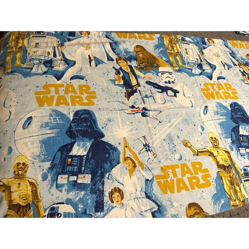 4 VINTAGE STAR WARS FABRIC VALANCES  3 at 38x28,1 at 79 x 29